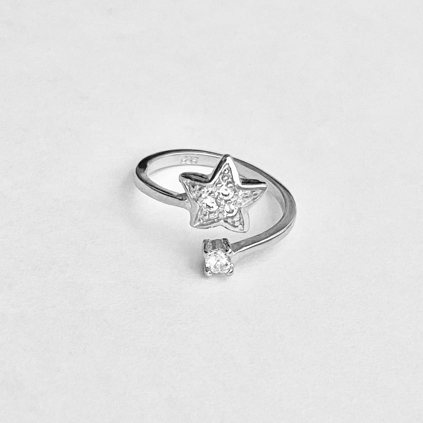 Sterling Silver Celestial CZ Star Toe Ring, Midi Ring, Adjustable Silver Ring