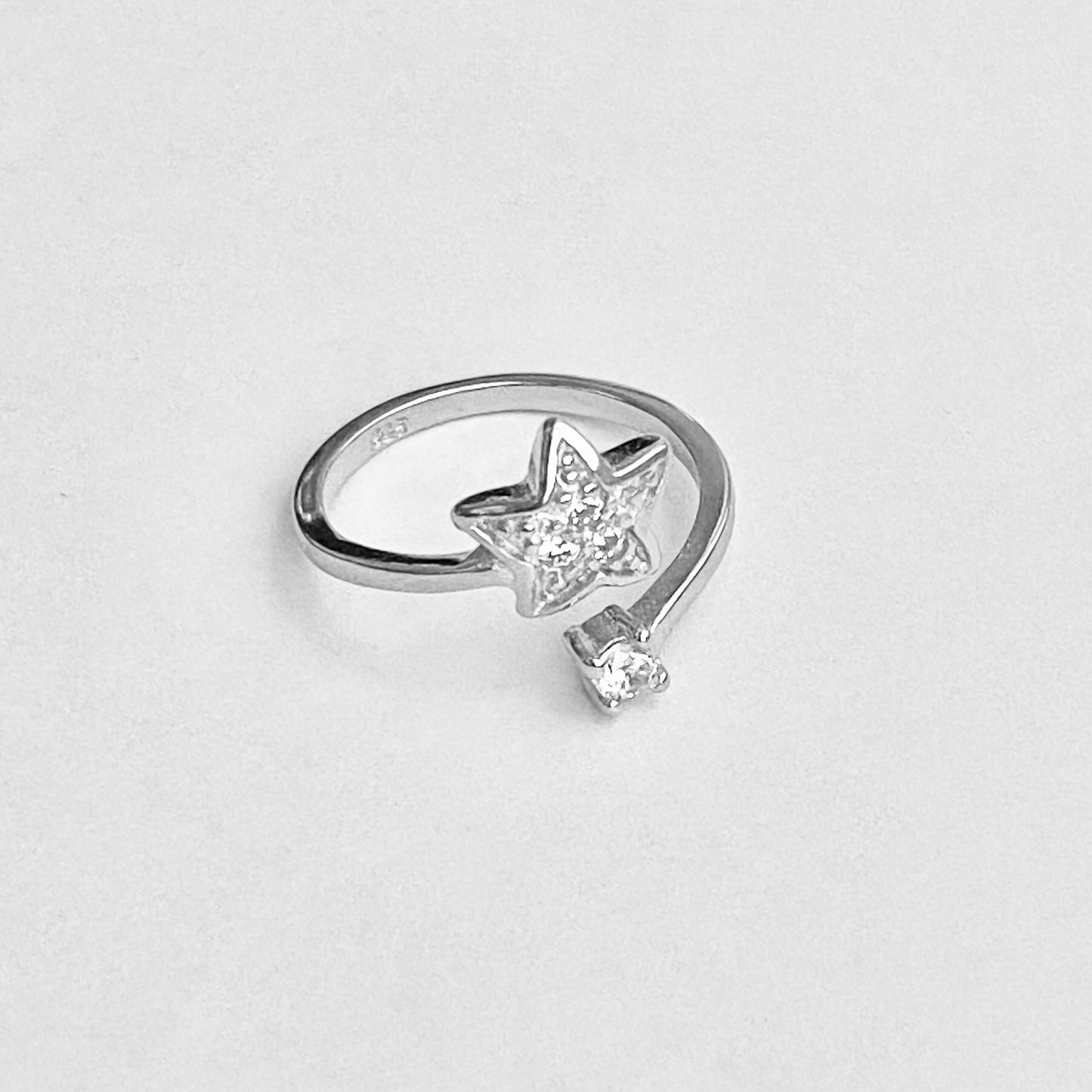 Sterling Silver Celestial CZ Star Toe Ring, Midi Ring, Adjustable Silver Ring