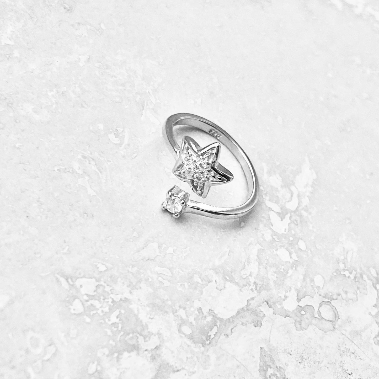 Sterling Silver Celestial CZ Star Toe Ring – Dainty Midi Pinky Silver Rings