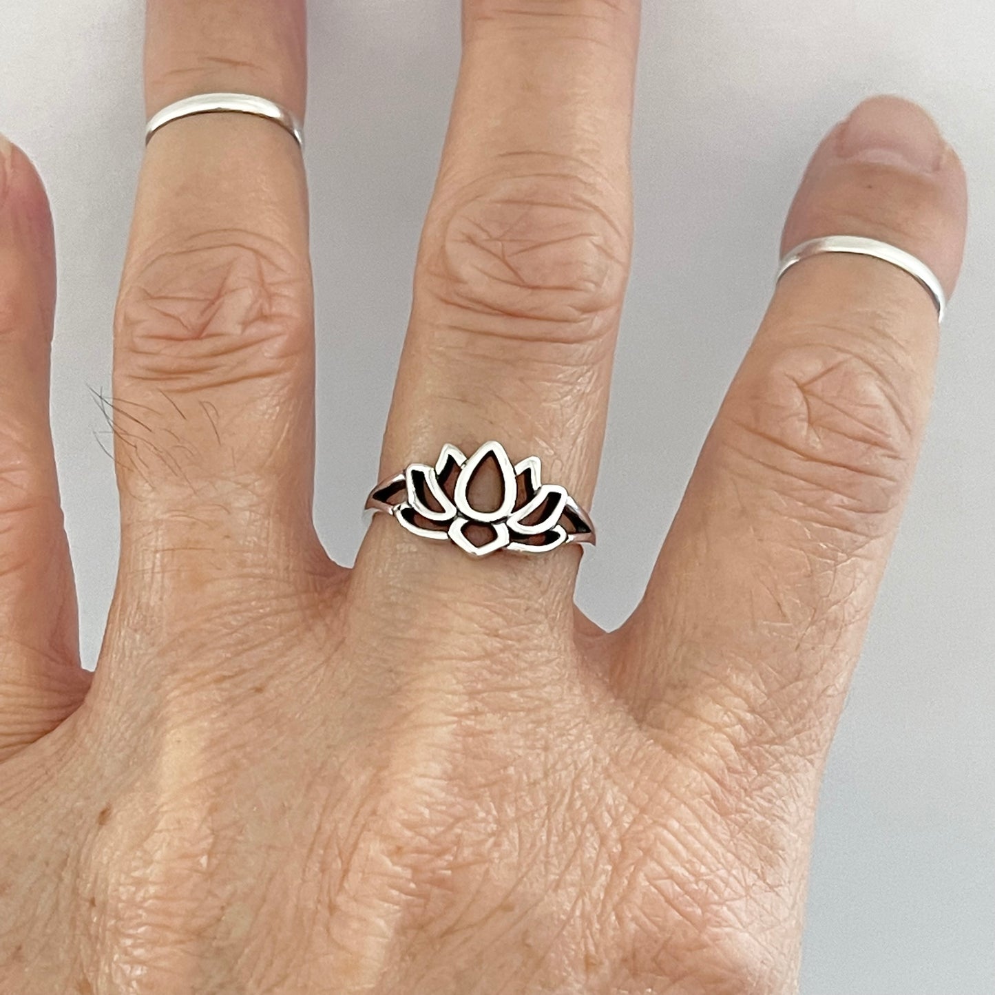 Sterling Silver Simple Lotus Ring, Purity Flower Rings, Spirit Ring