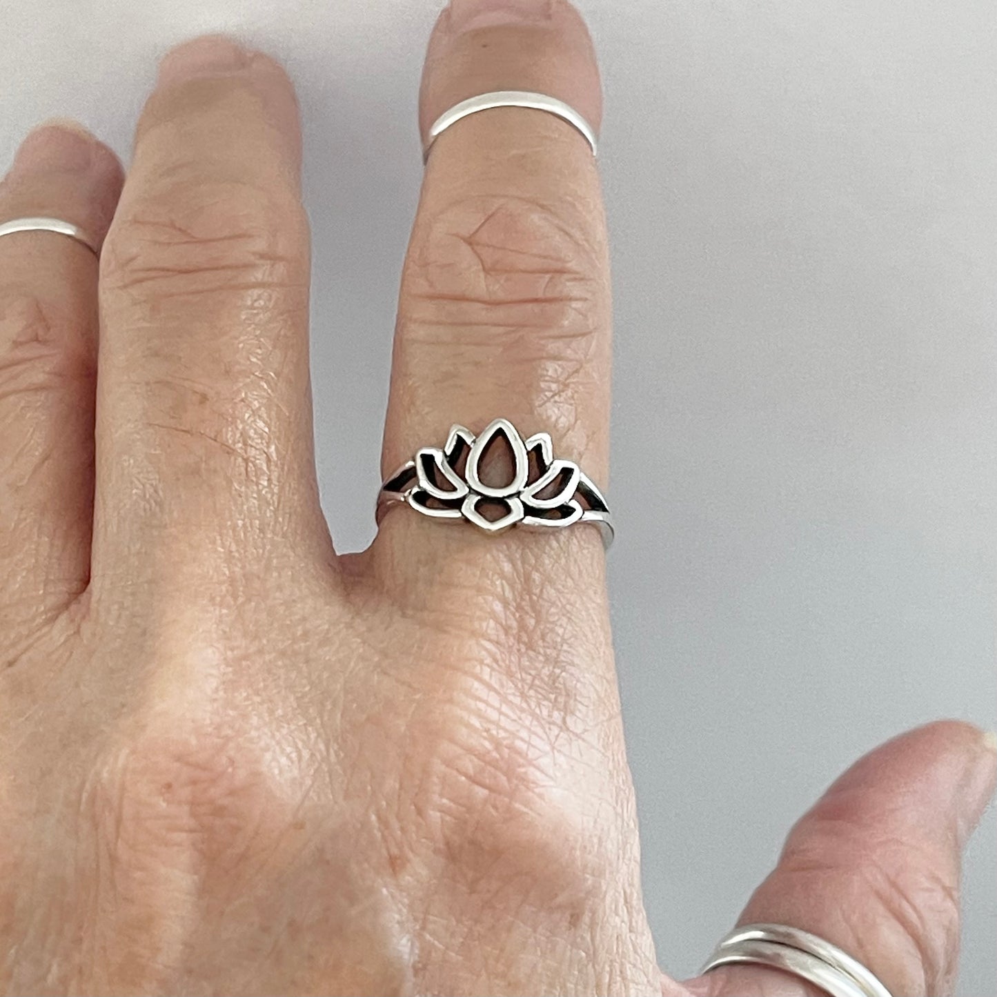 Sterling Silver Simple Lotus Ring, Purity Flower Rings, Spirit Ring