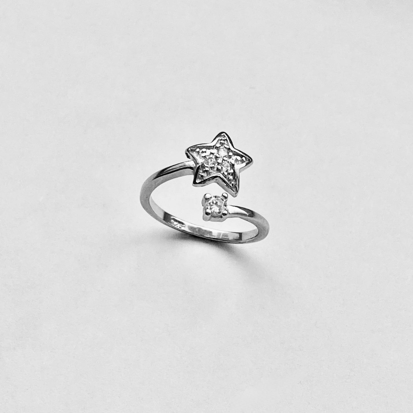 Sterling Silver Celestial CZ Star Toe Ring – Dainty Midi Pinky Silver Rings