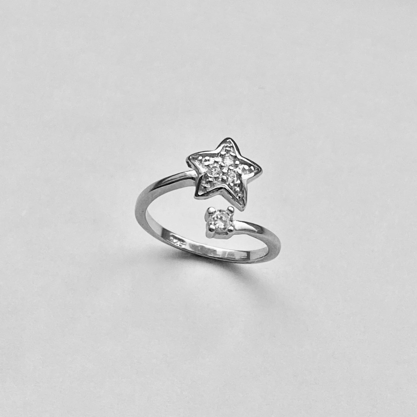 Sterling Silver Celestial CZ Star Toe Ring, Midi Ring, Adjustable Silver Ring