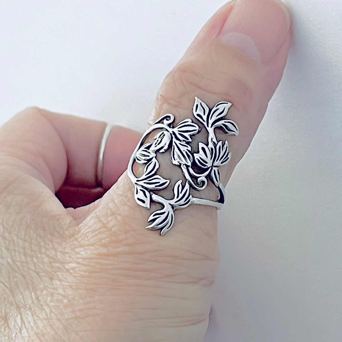 Sterling Silver Delicate Bouquet of Flower Ring  – Statement Boho Floral Silver Rings