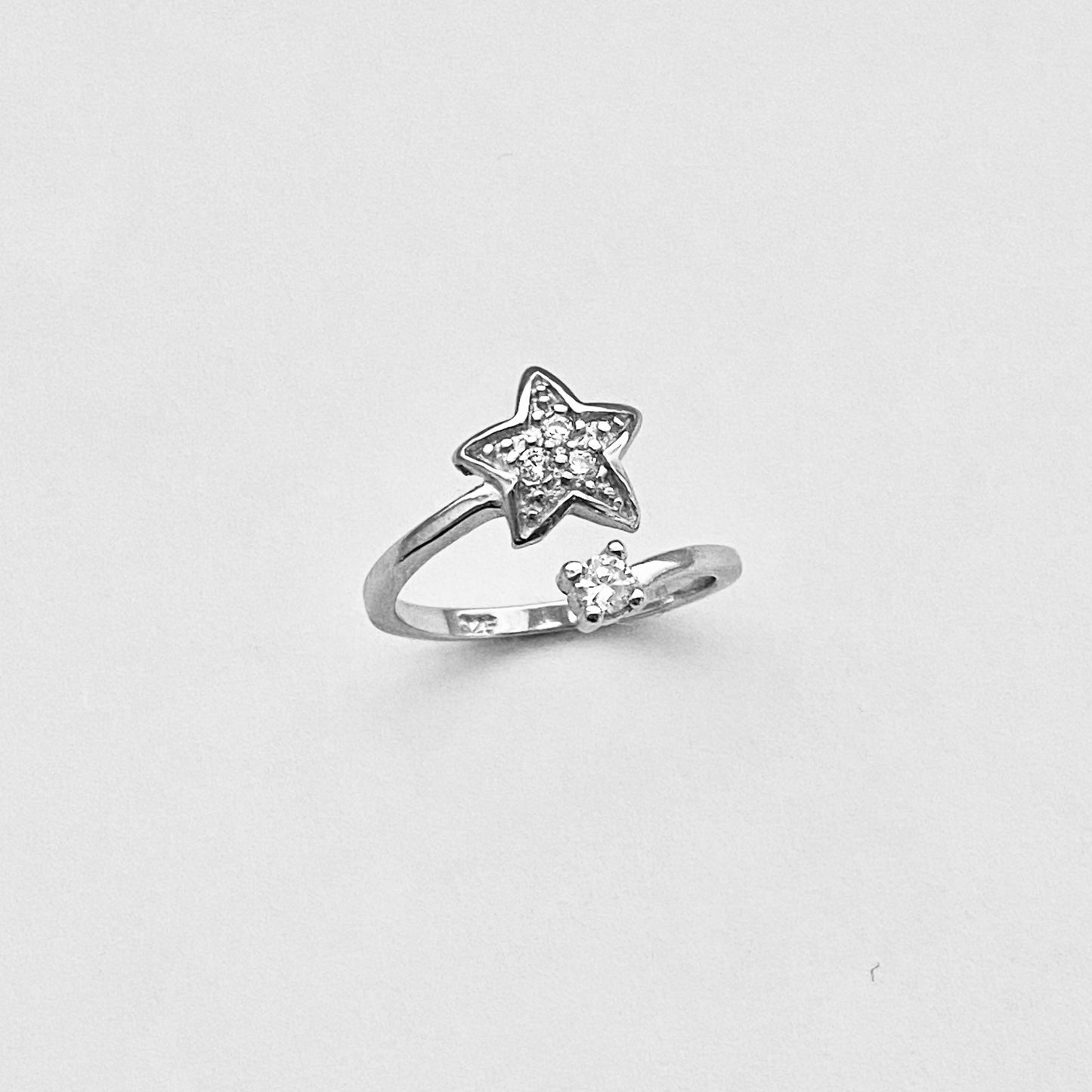 Sterling Silver Celestial CZ Star Toe Ring, Midi Ring, Adjustable Silver Ring