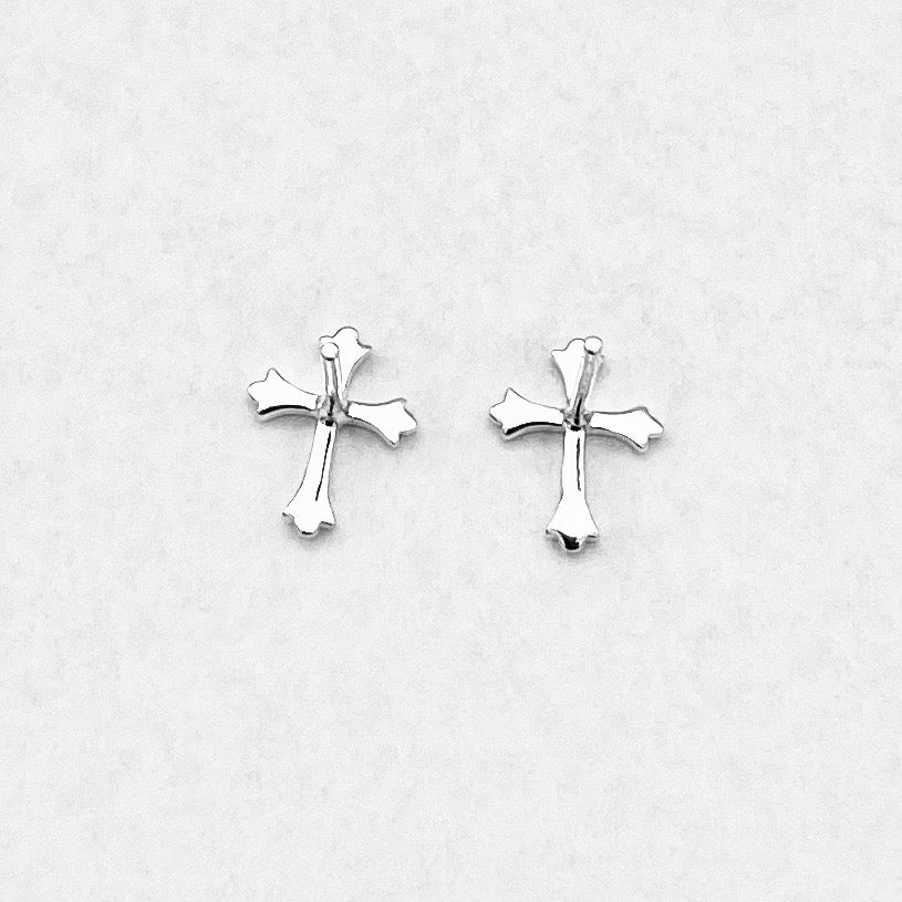 925 Sterling Silver Unisex Cross Stud Earrings | Religious & Protection Earring