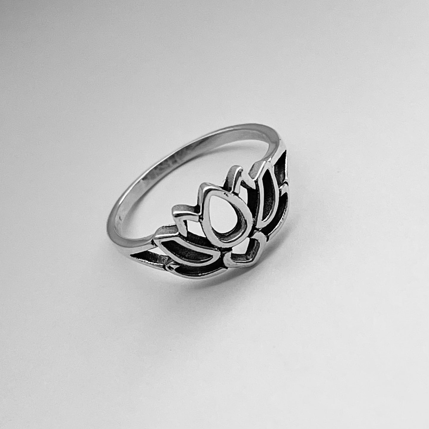 Sterling Silver Simple Lotus Ring, Purity Flower Rings, Spirit Ring