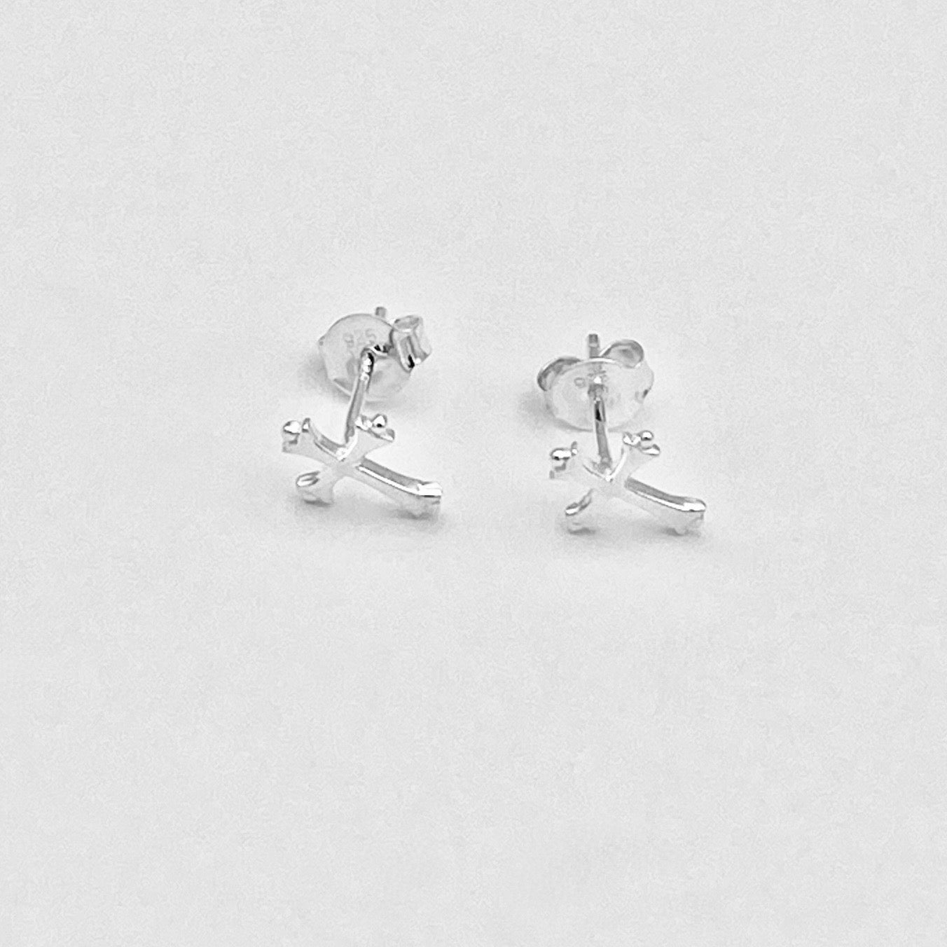 925 Sterling Silver Unisex Cross Stud Earrings | Religious & Protection Earring