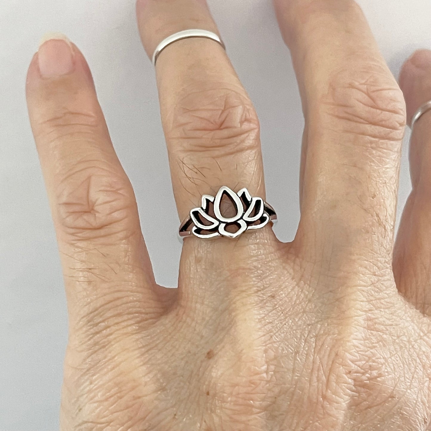 Sterling Silver Simple Lotus Ring, Purity Flower Rings, Spirit Ring