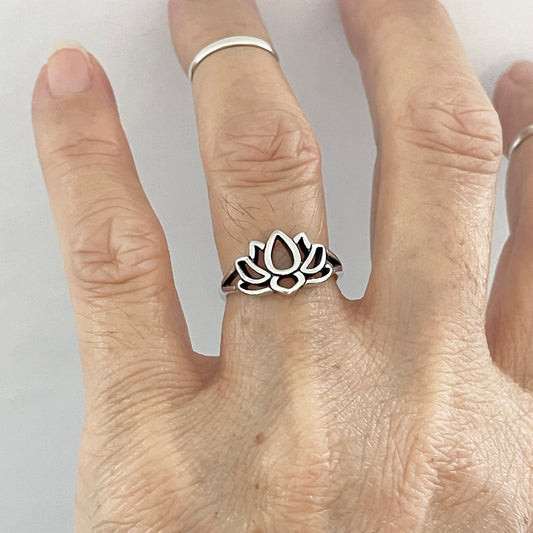 Sterling Silver Simple Lotus Ring, Purity Flower Rings, Spirit Ring