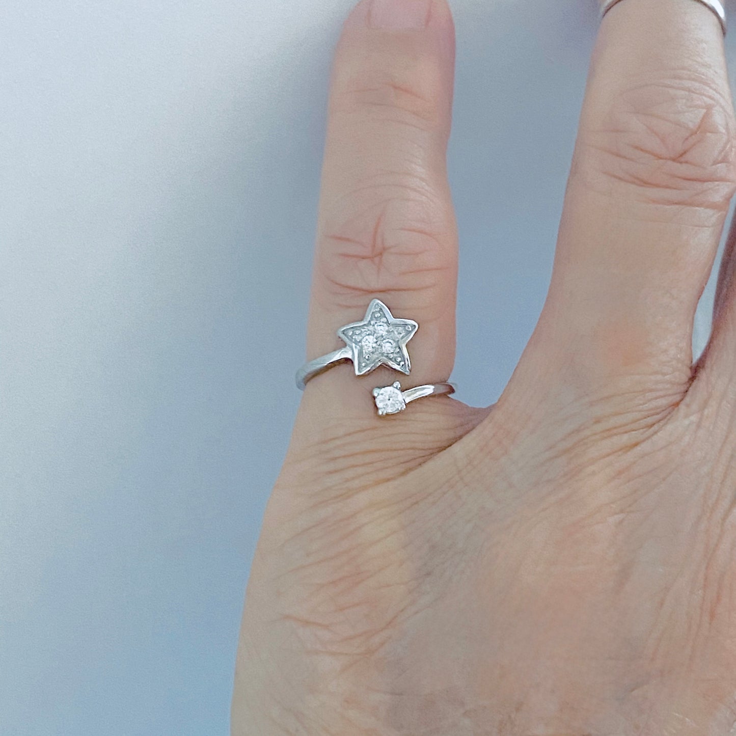 Sterling Silver Celestial CZ Star Toe Ring – Dainty Midi Pinky Silver Rings