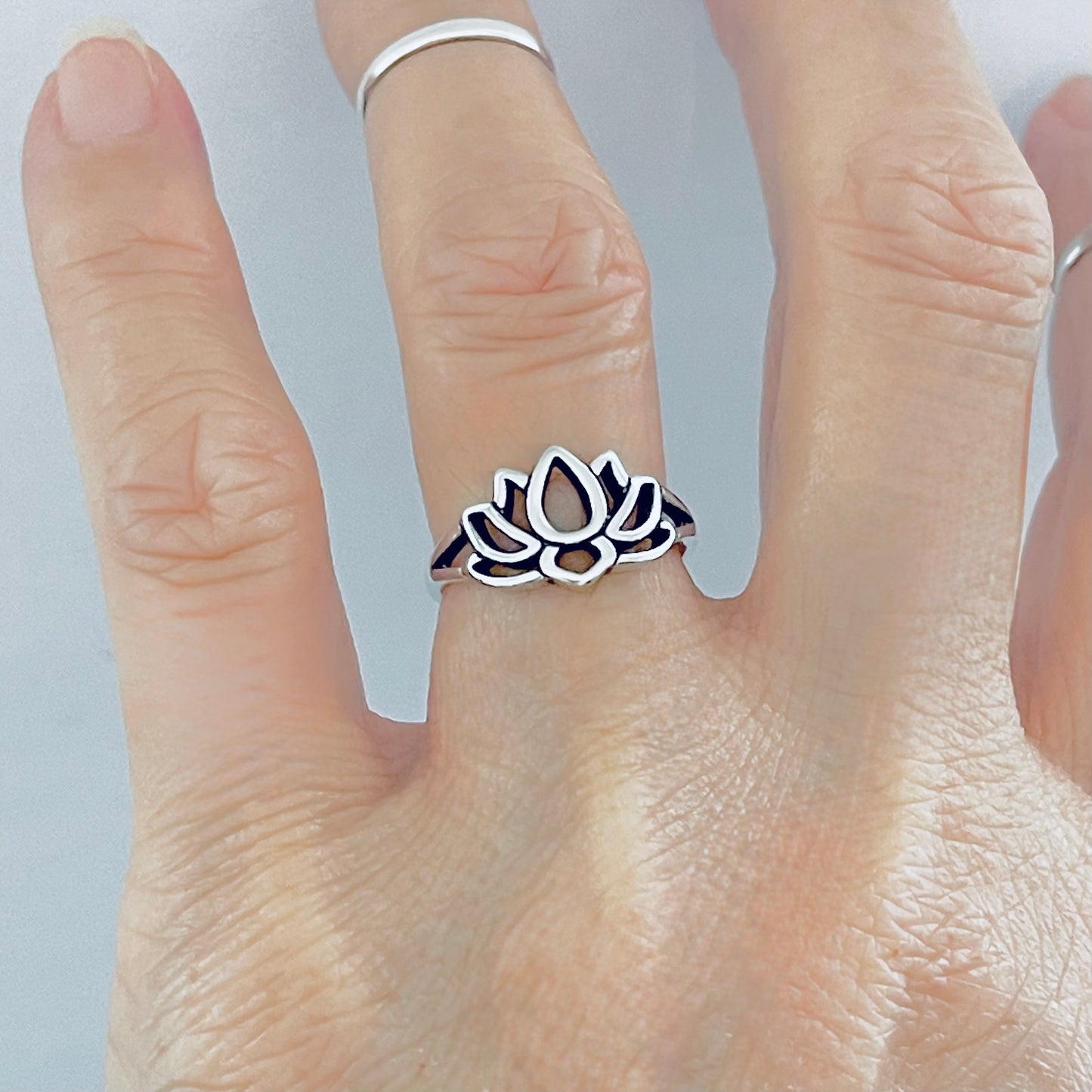 925 Sterling Silver Lotus Flower Ring | Spiritual Purity Yoga Silver Ring