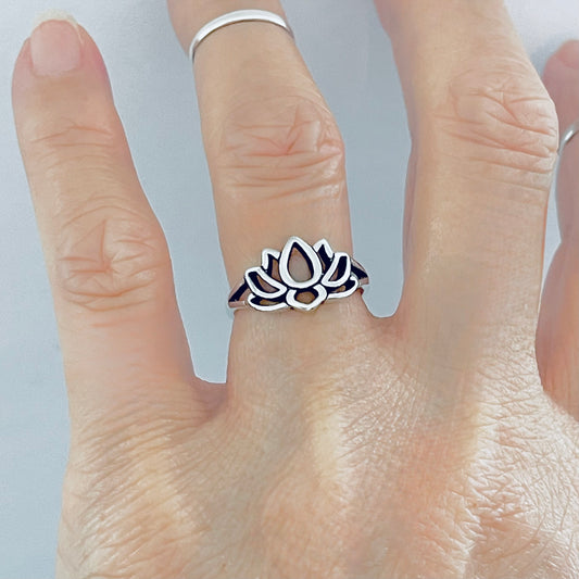 925 Sterling Silver Lotus Flower Ring | Spiritual Purity Yoga Silver Ring