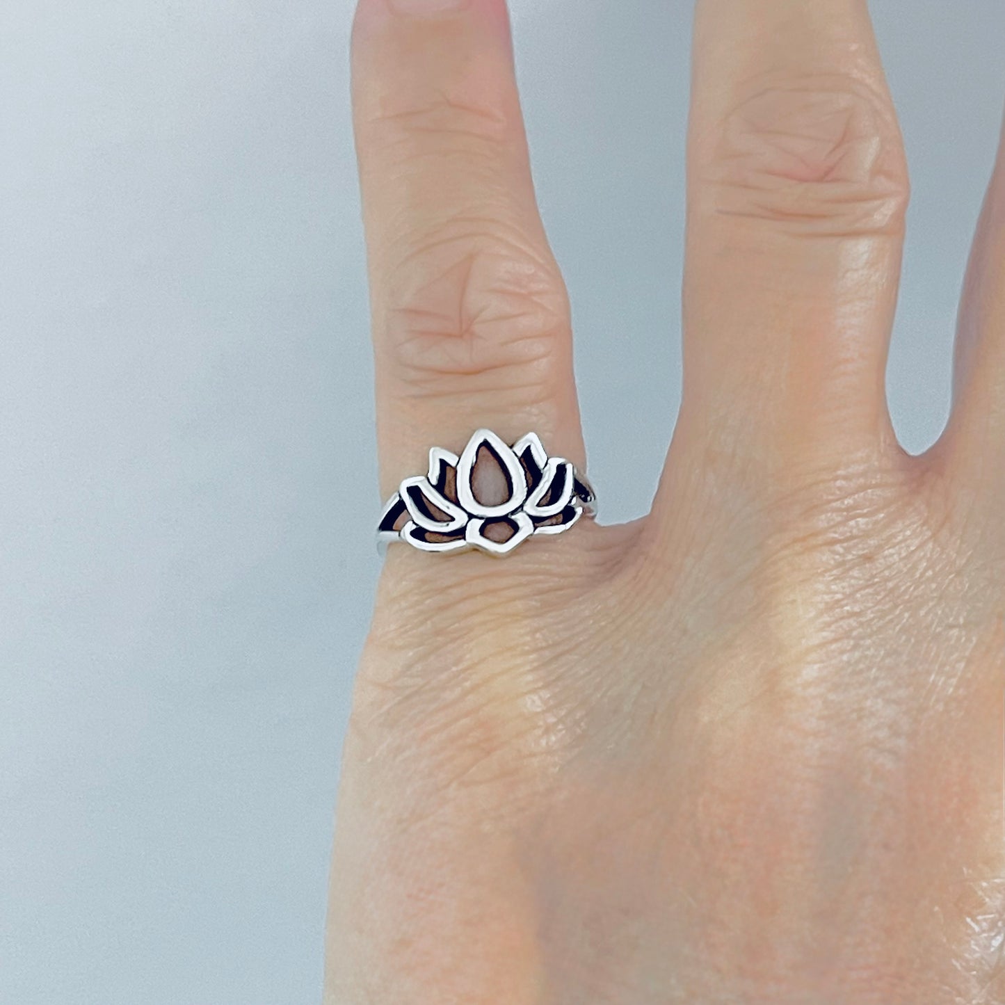 925 Sterling Silver Lotus Flower Ring | Spiritual Purity Yoga Silver Ring