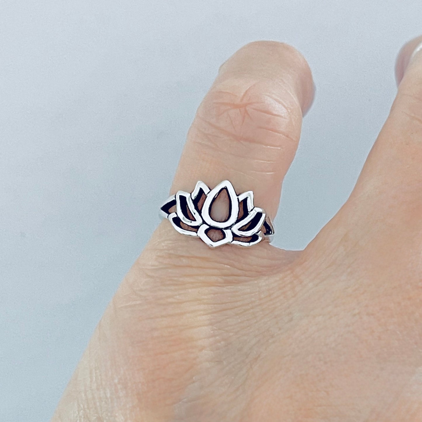 925 Sterling Silver Lotus Flower Ring | Spiritual Purity Yoga Silver Ring