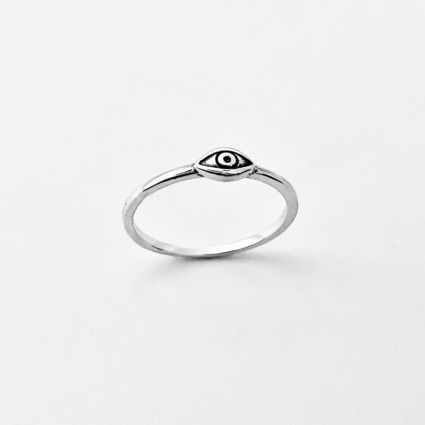 925 Sterling Silver Tiny Dainty Evil Eye Ring | All Seeing Eye Protector Silver Rings
