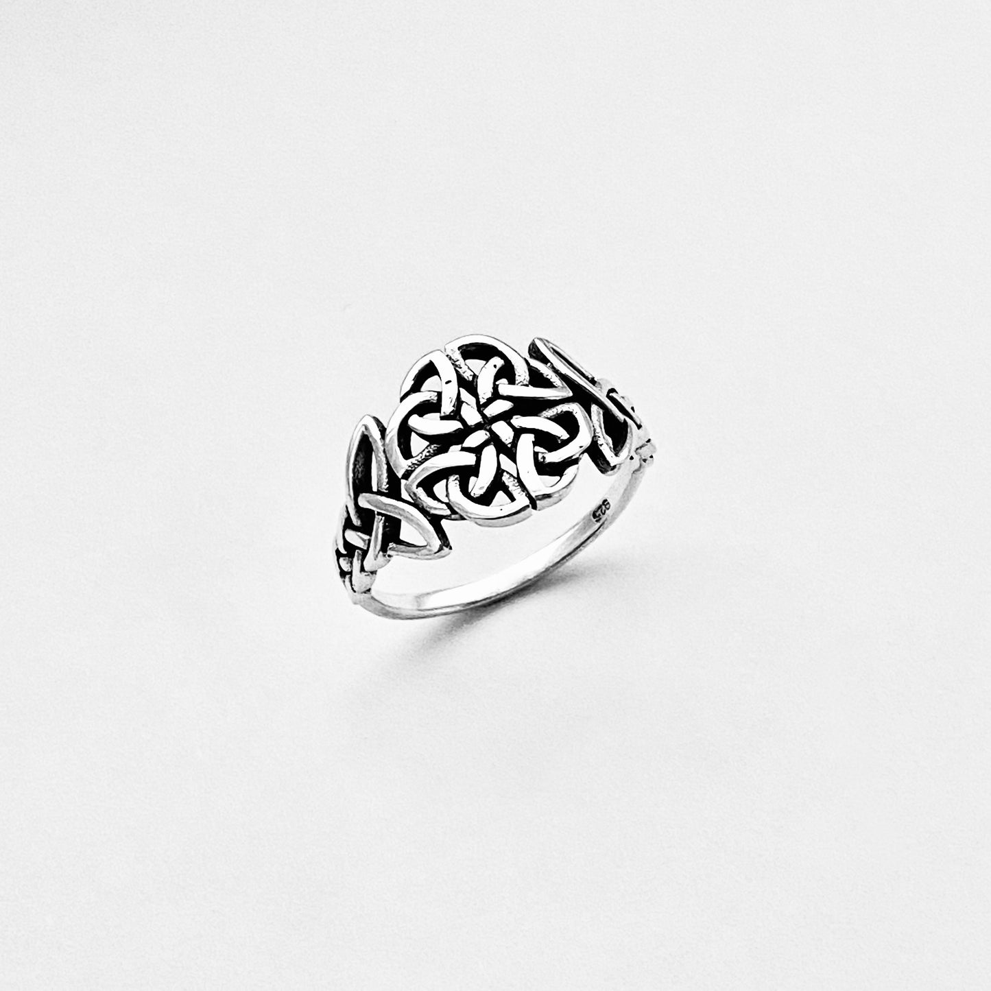 Sterling Silver Trinity Woven Celtic Ring, Endless Triquetra Love Knots Silver Rings