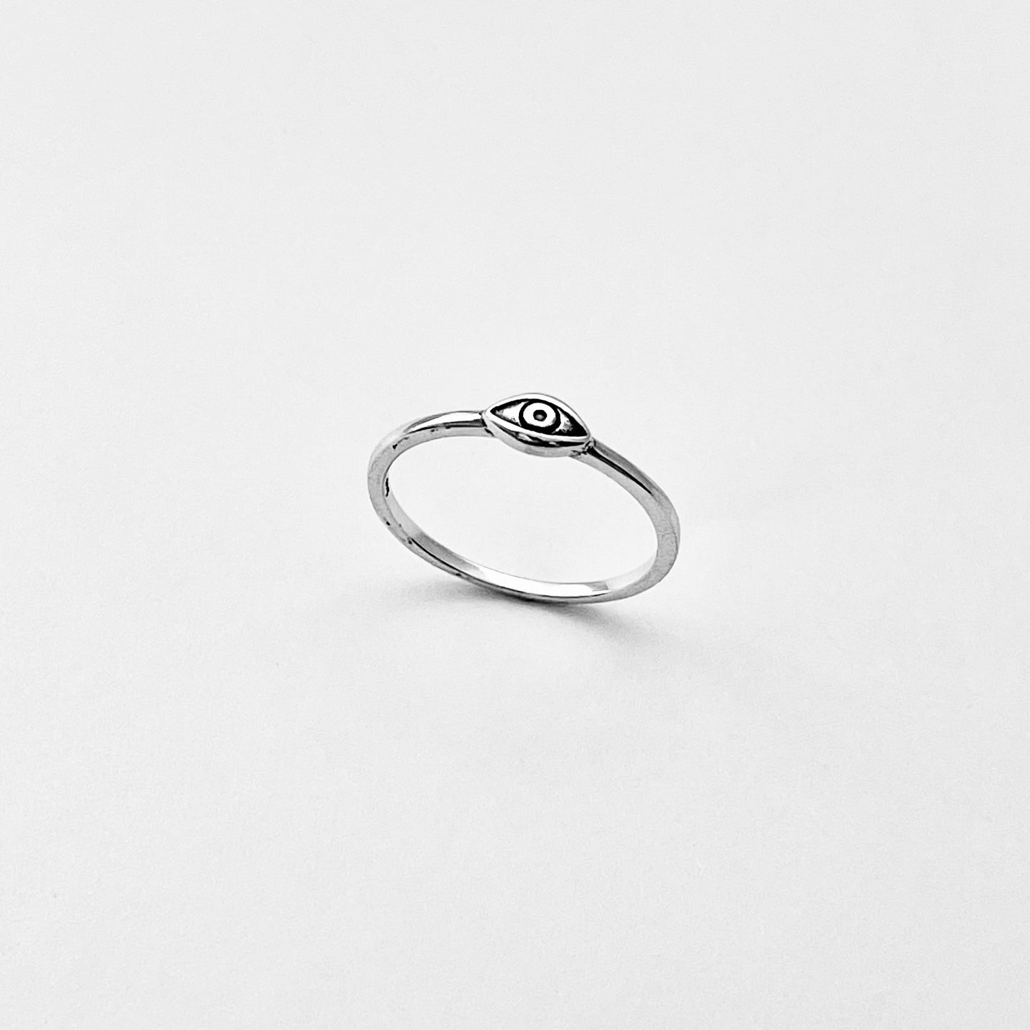 925 Sterling Silver Tiny Dainty Evil Eye Ring | All Seeing Eye Protector Silver Rings