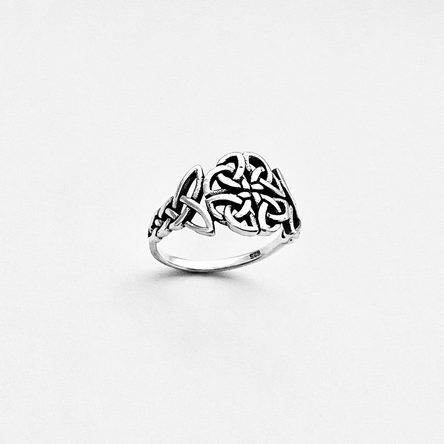Sterling Silver Trinity Woven Celtic Ring, Endless Triquetra Love Knots Silver Rings