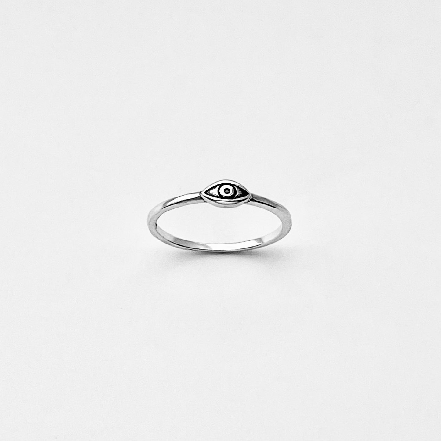925 Sterling Silver Tiny Dainty Evil Eye Ring | All Seeing Eye Protector Silver Rings