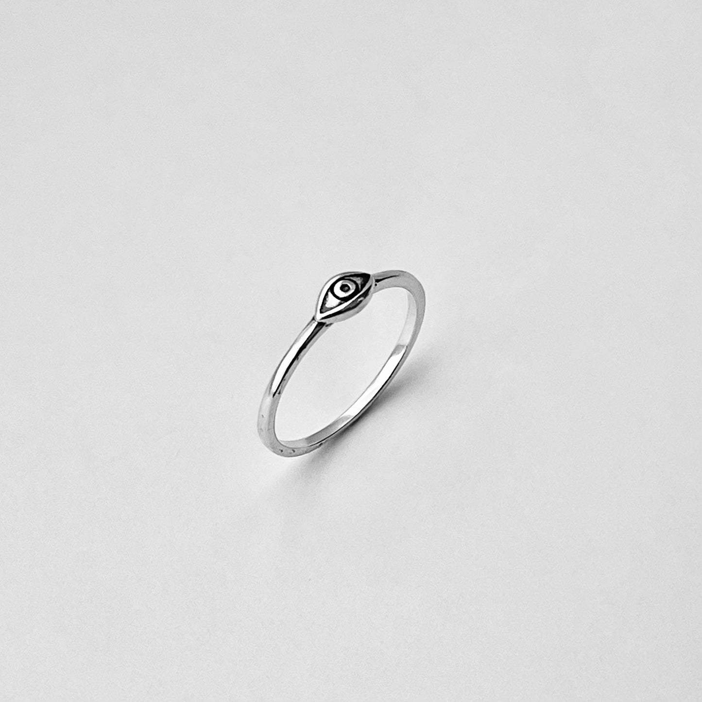 Sterling Silver Little Tiny All Seeing Eye Ring, Minimalist Evil Eye Rings, Protector Ring