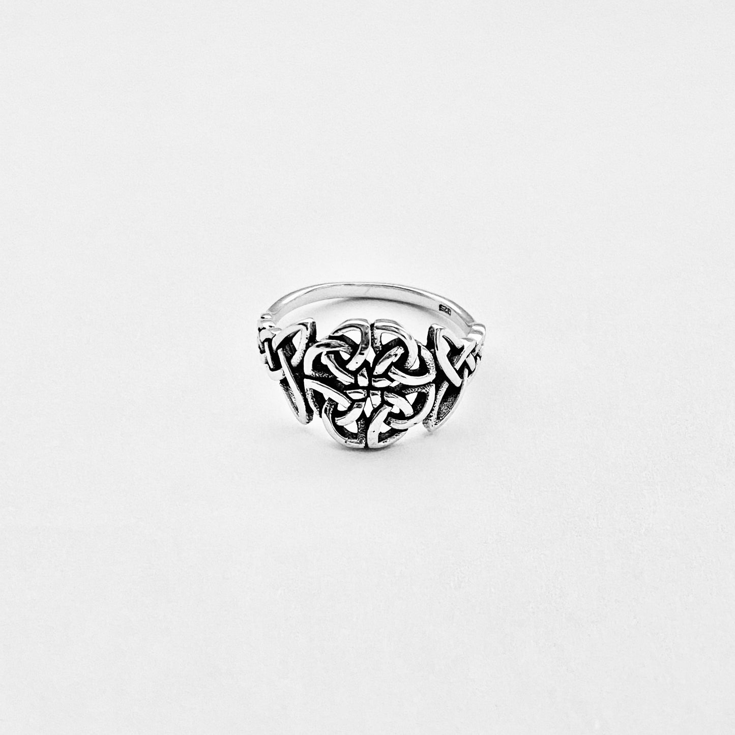 Sterling Silver Trinity Woven Celtic Ring, Endless Triquetra Love Knots Silver Rings
