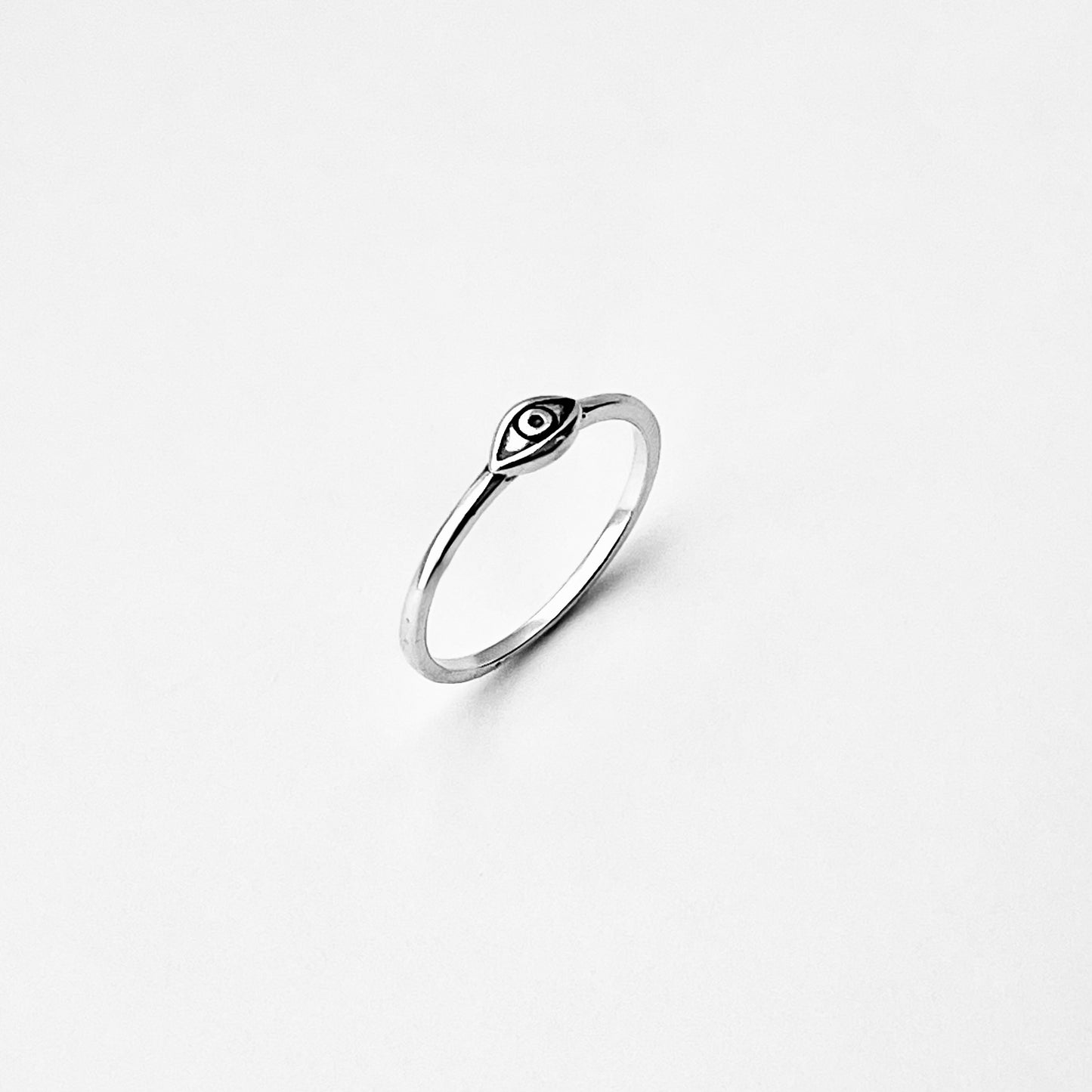 925 Sterling Silver Tiny Dainty Evil Eye Ring | All Seeing Eye Protector Silver Rings