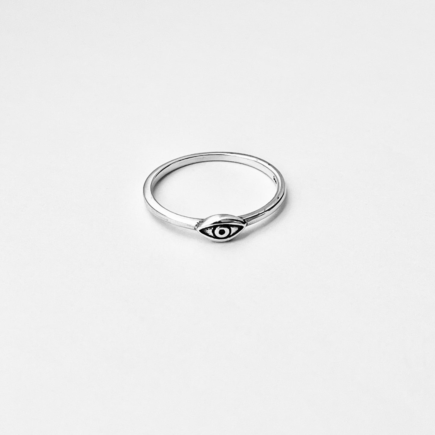 925 Sterling Silver Tiny Dainty Evil Eye Ring | All Seeing Eye Protector Silver Rings