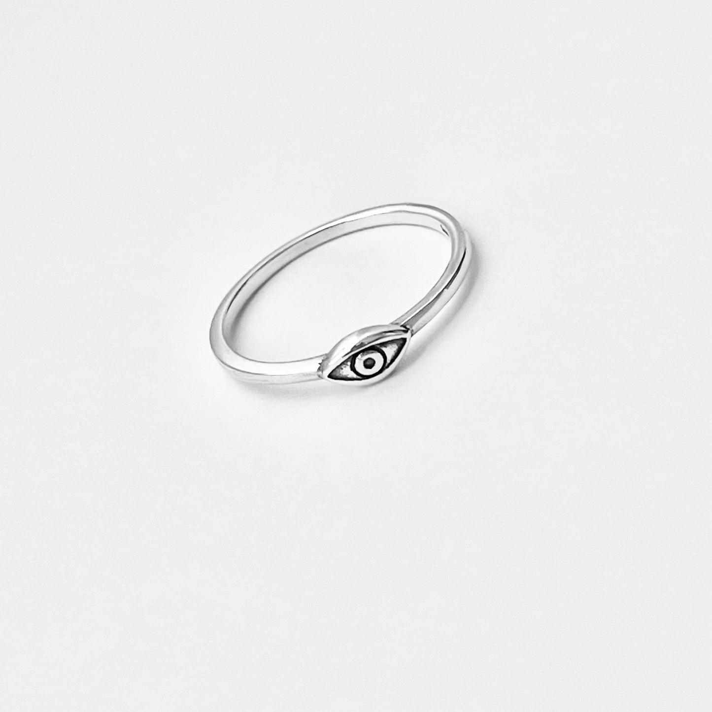 925 Sterling Silver Tiny Dainty Evil Eye Ring | All Seeing Eye Protector Silver Rings