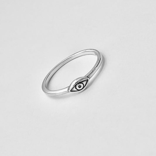 Sterling Silver Little Tiny All Seeing Eye Ring, Minimalist Evil Eye Rings, Protector Ring