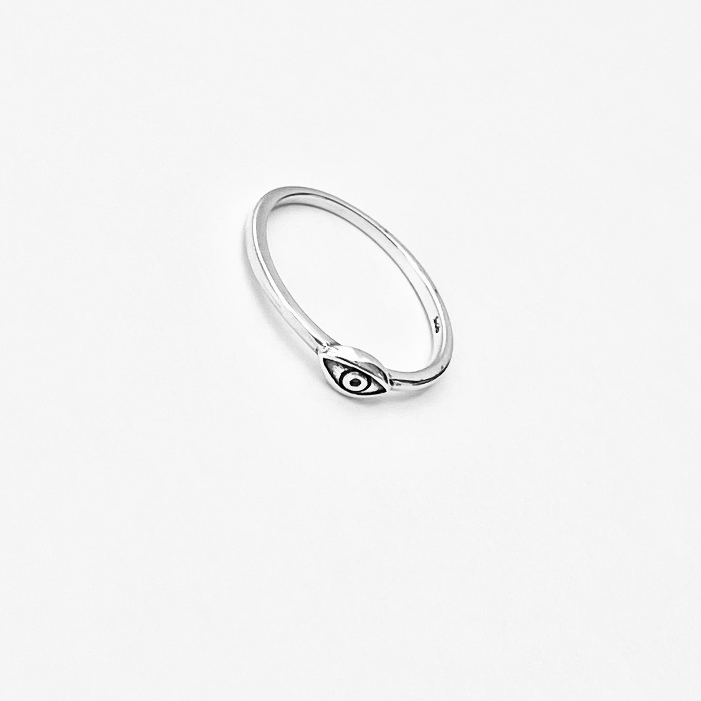 925 Sterling Silver Tiny Dainty Evil Eye Ring | All Seeing Eye Protector Silver Rings