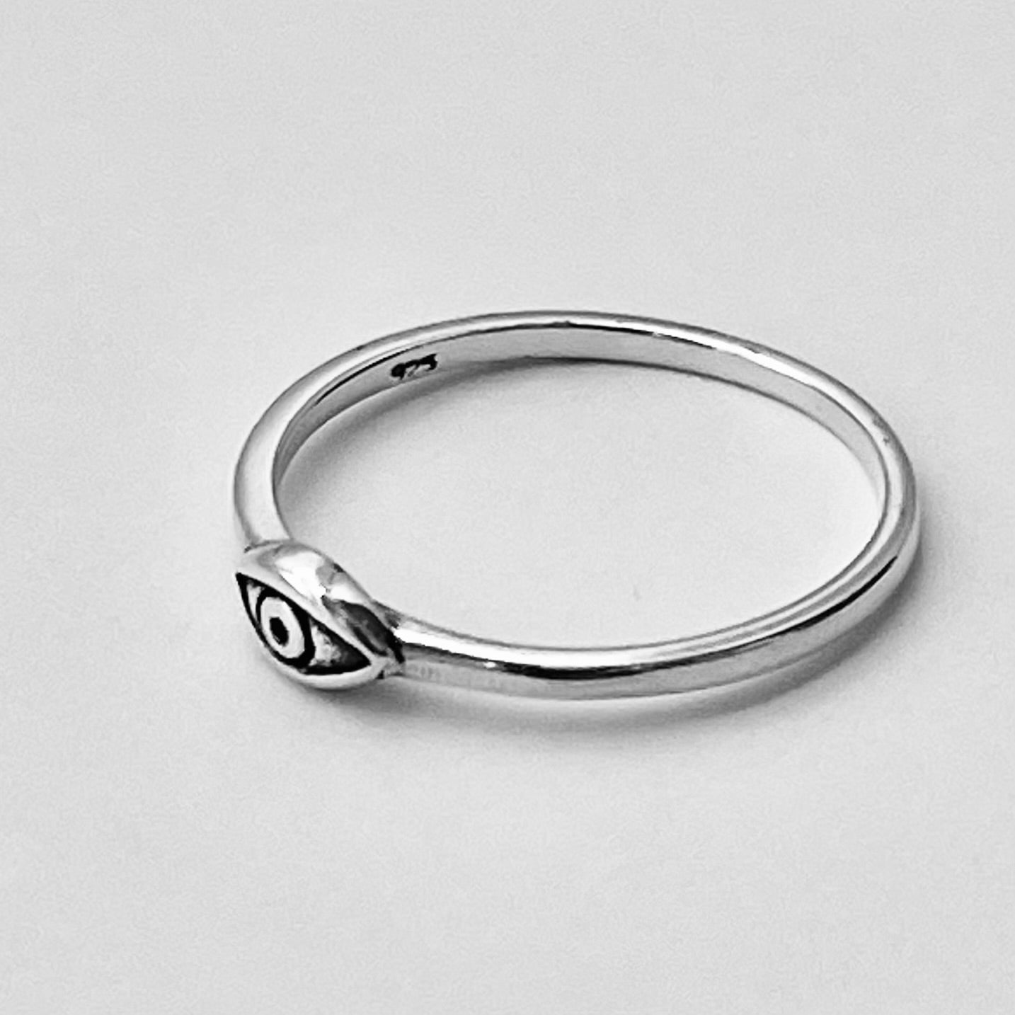 Sterling Silver Little Tiny All Seeing Eye Ring, Minimalist Evil Eye Rings, Protector Ring