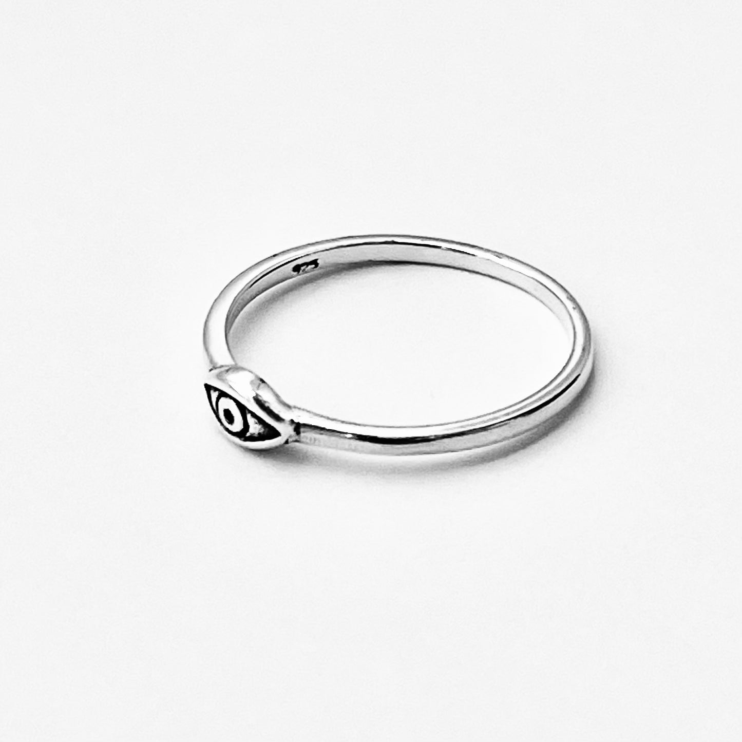 925 Sterling Silver Tiny Dainty Evil Eye Ring | All Seeing Eye Protector Silver Rings