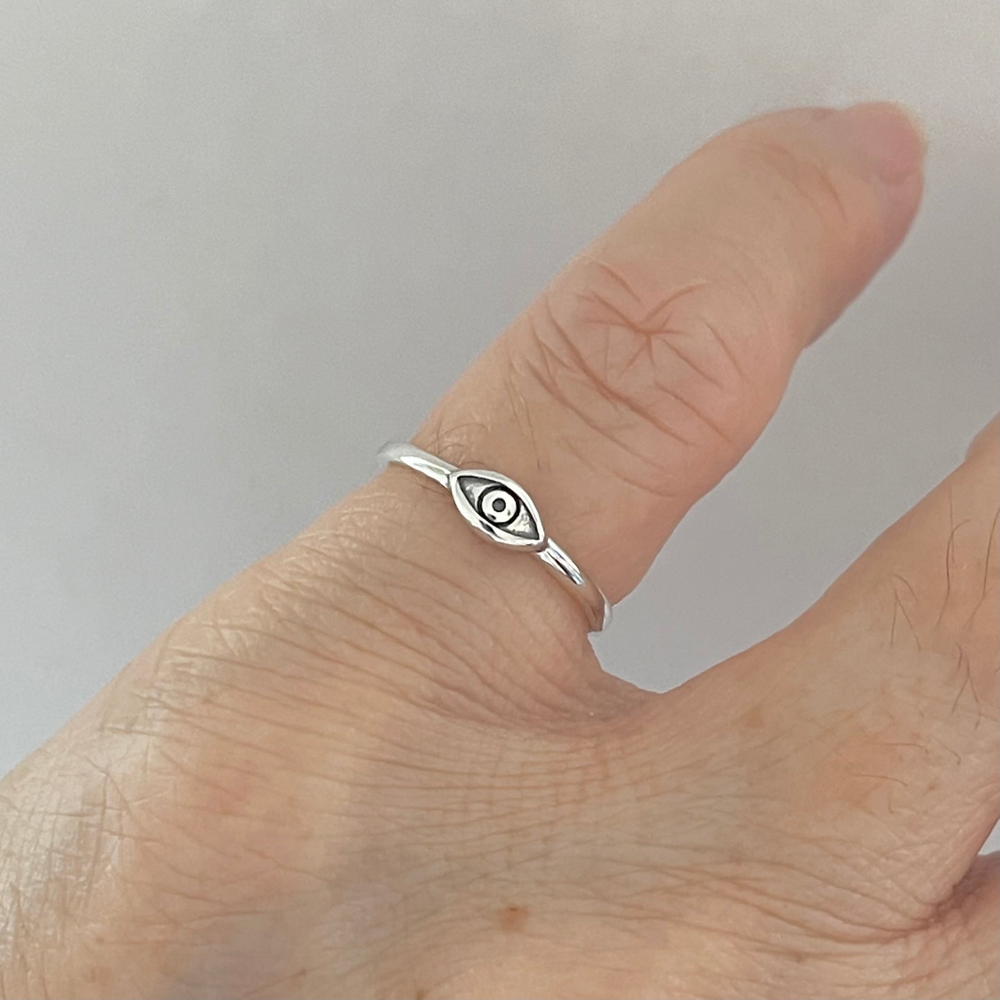 Sterling Silver Little Tiny All Seeing Eye Ring, Minimalist Evil Eye Rings, Protector Ring