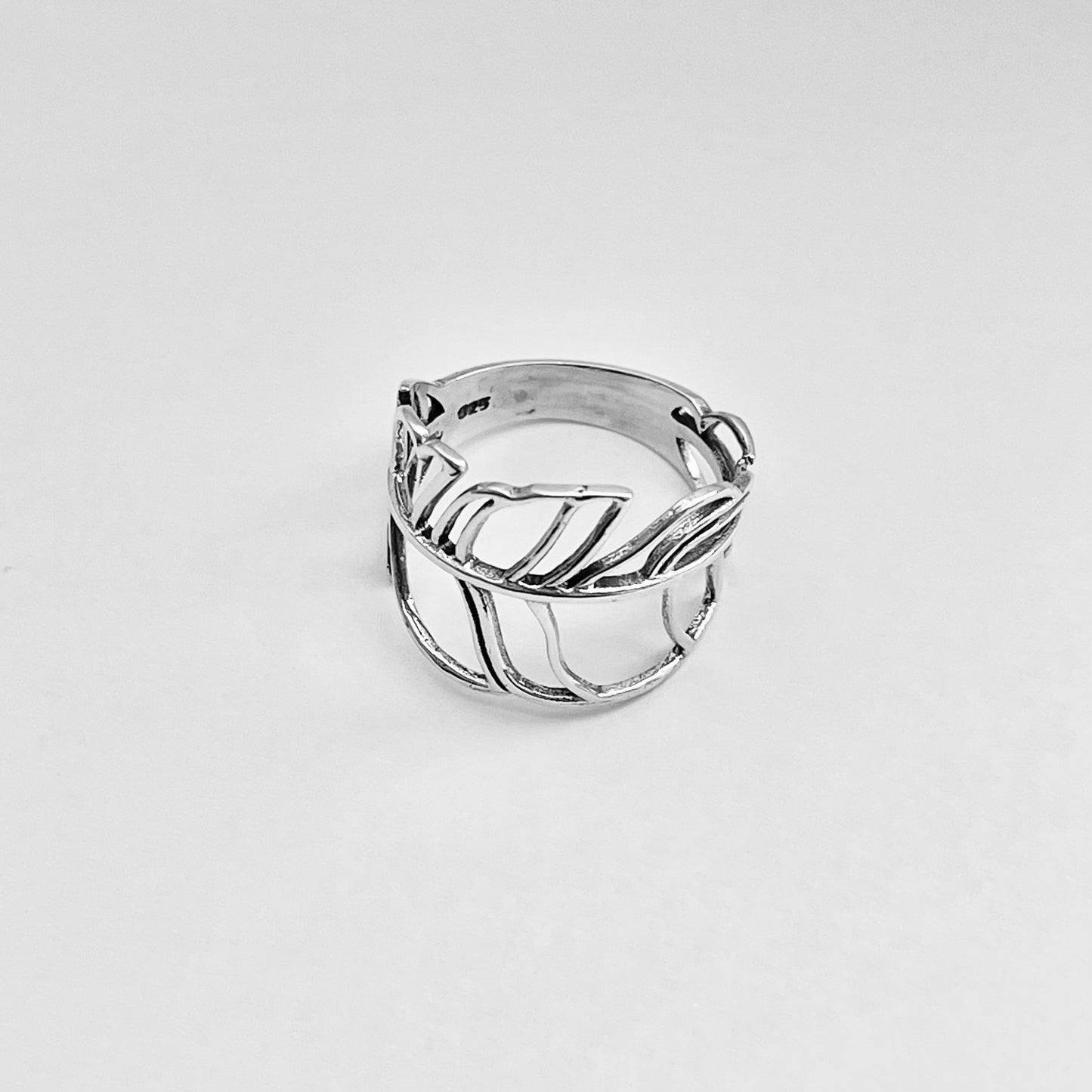 Sterling Silver Thin Cut Out Wrapped Leaf Ring, Delicate Ring, Tree of Life Ring, Silver Rings