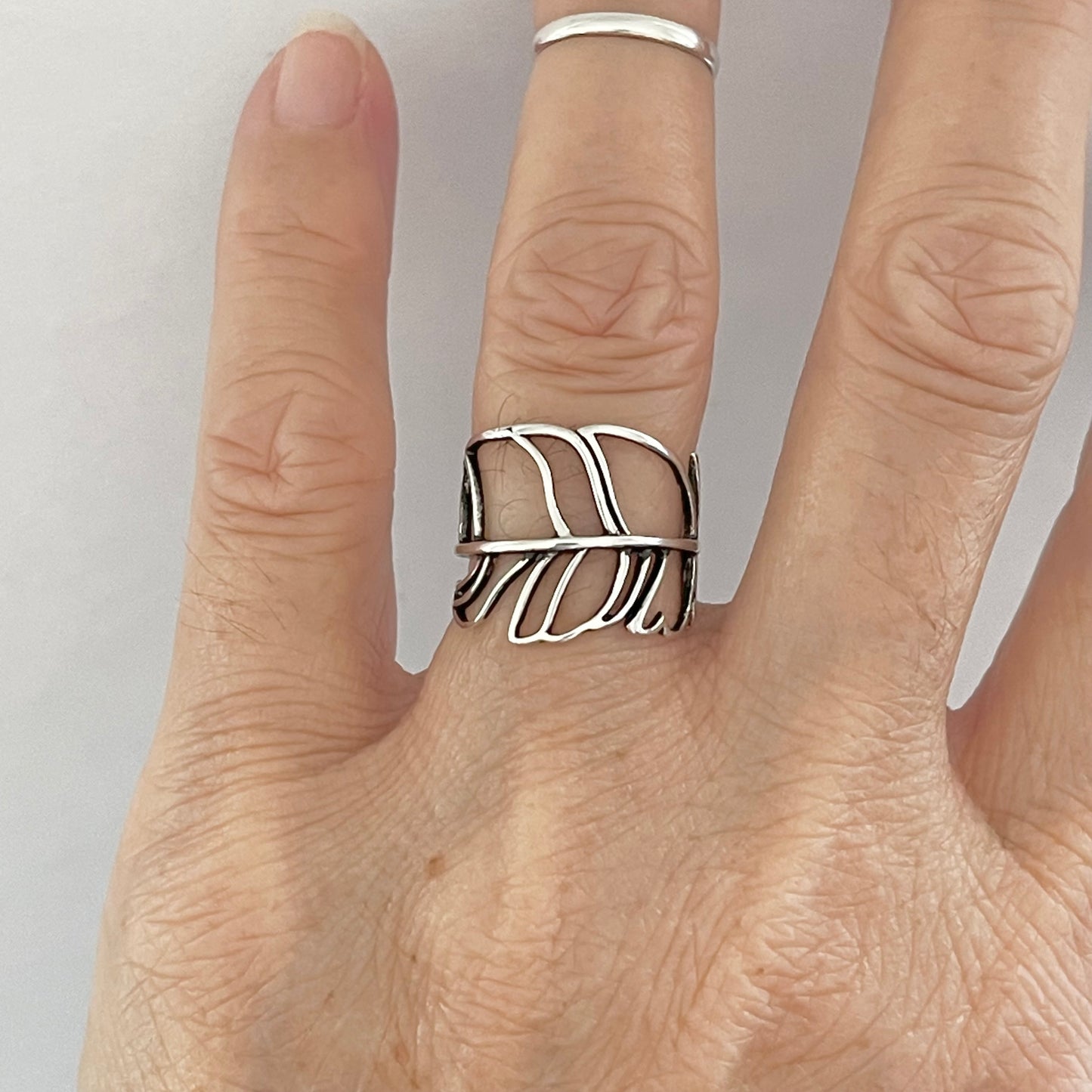 Sterling Silver Thin Cut Out Wrapped Leaf Ring, Delicate Ring, Tree of Life Ring, Silver Rings