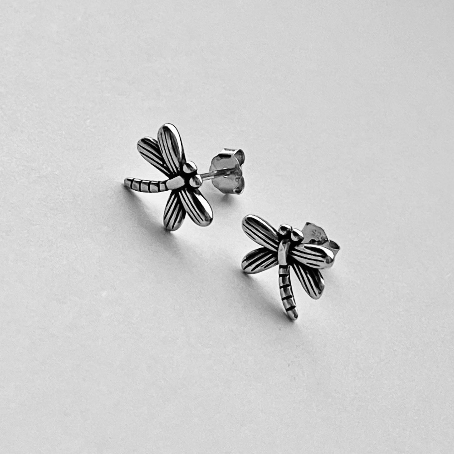 Sterling Silver Dragonfly Earring, Spirit Bug Silver Stud Earrings