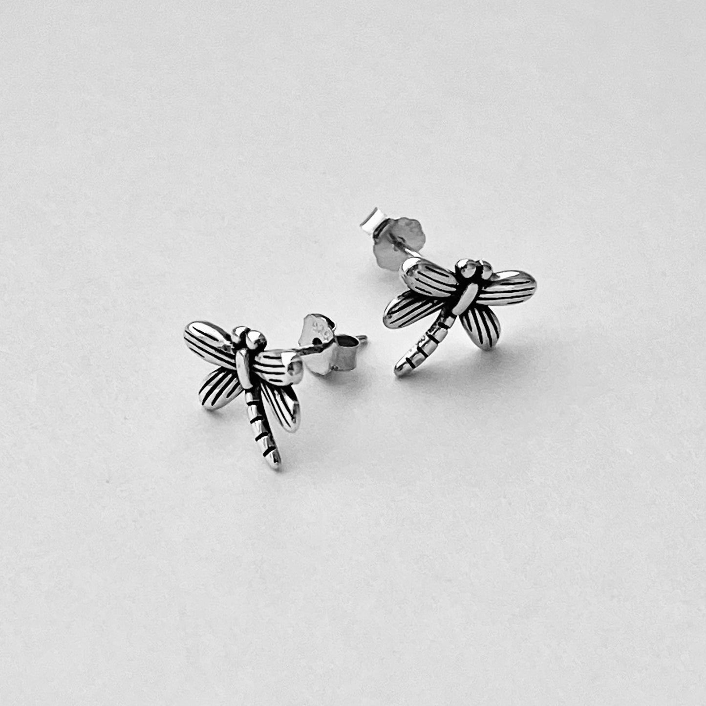 Sterling Silver Dragonfly Earring, Spirit Bug Silver Stud Earrings