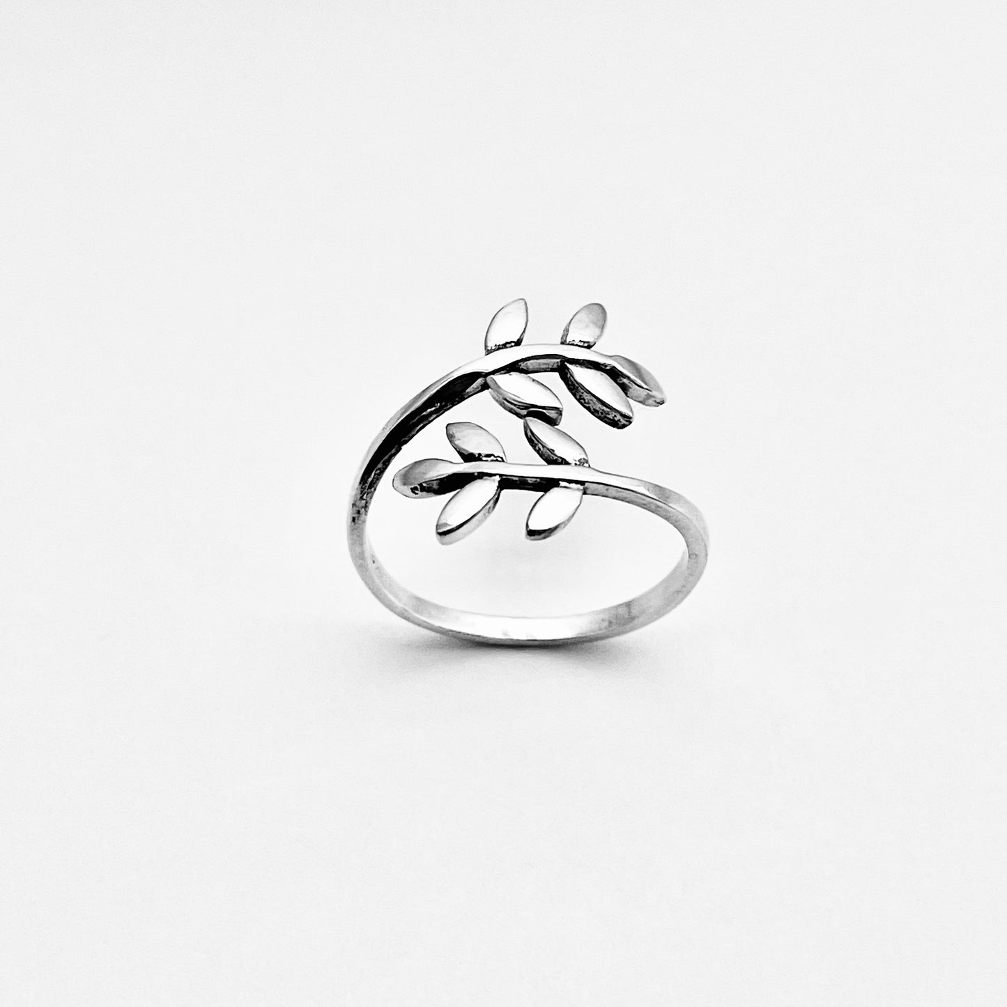 Sterling Silver Delicate Wraparound Olive Leaf Ring, Tree of Life Jewelry, Branch Leaves