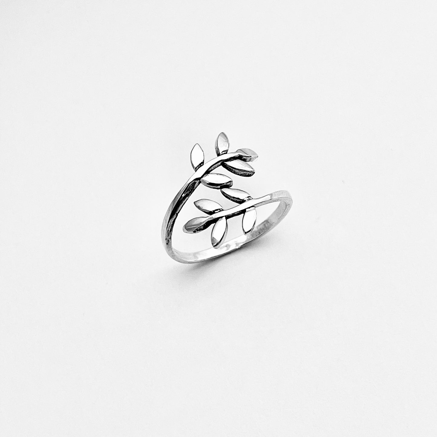 Sterling Silver Delicate Wraparound Olive Leaf Ring, Tree of Life Jewelry, Branch Leaves