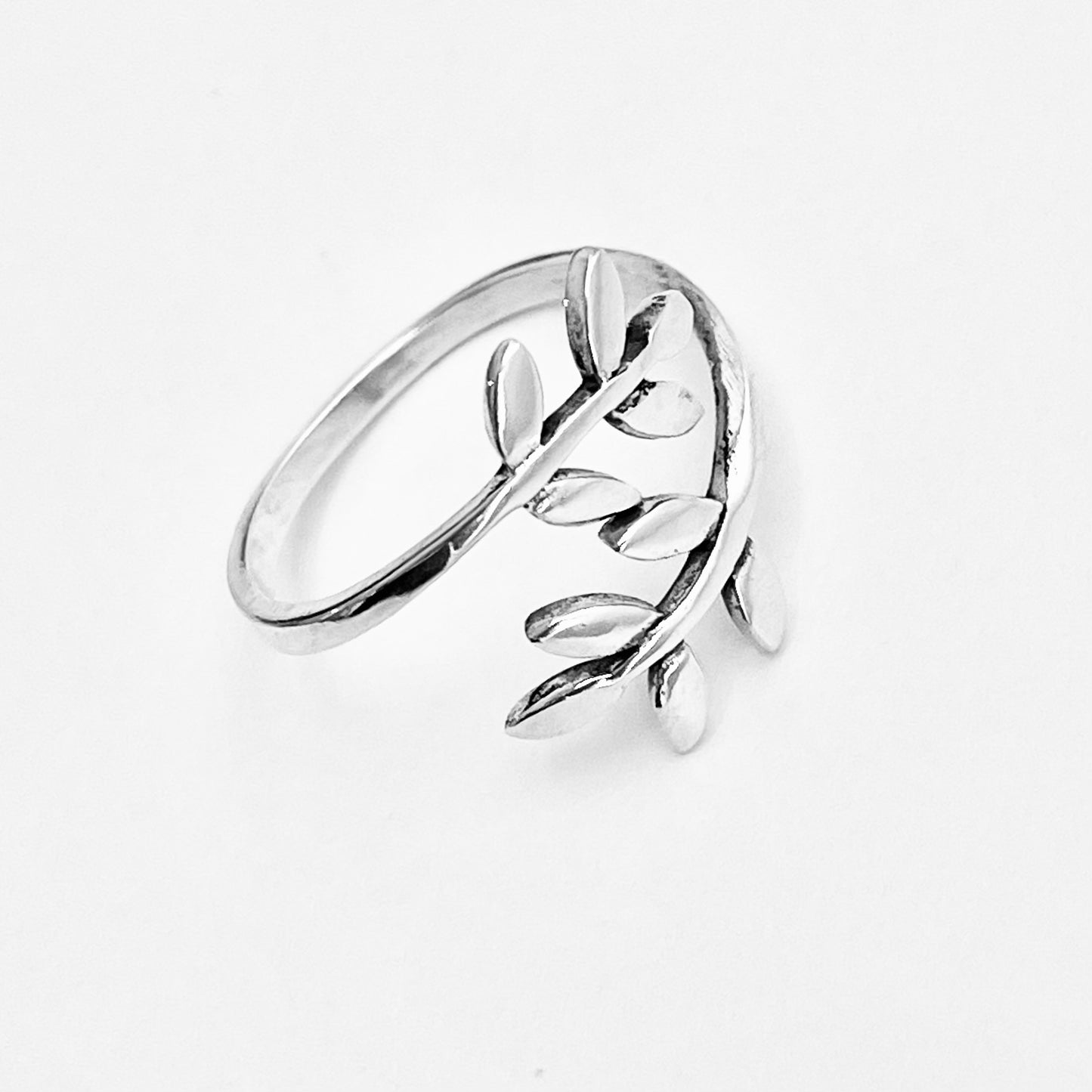 Sterling Silver Delicate Wraparound Olive Leaf Ring, Tree of Life Jewelry, Branch Leaves