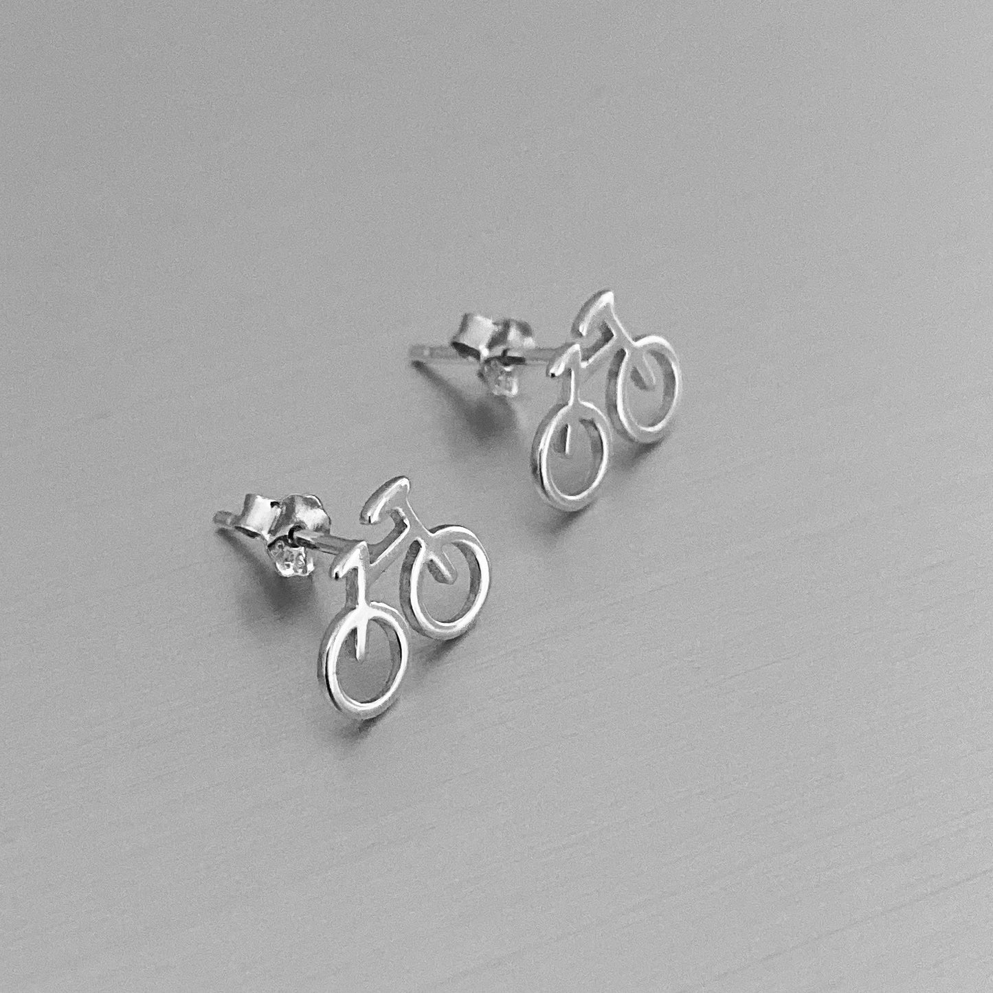 Sterling Silver Bike Earrings, Biker Earrings, Bicycle Silver Earring