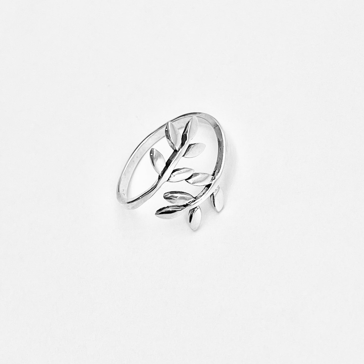 Sterling Silver Delicate Wraparound Olive Leaf Ring, Tree of Life Jewelry, Branch Leaves
