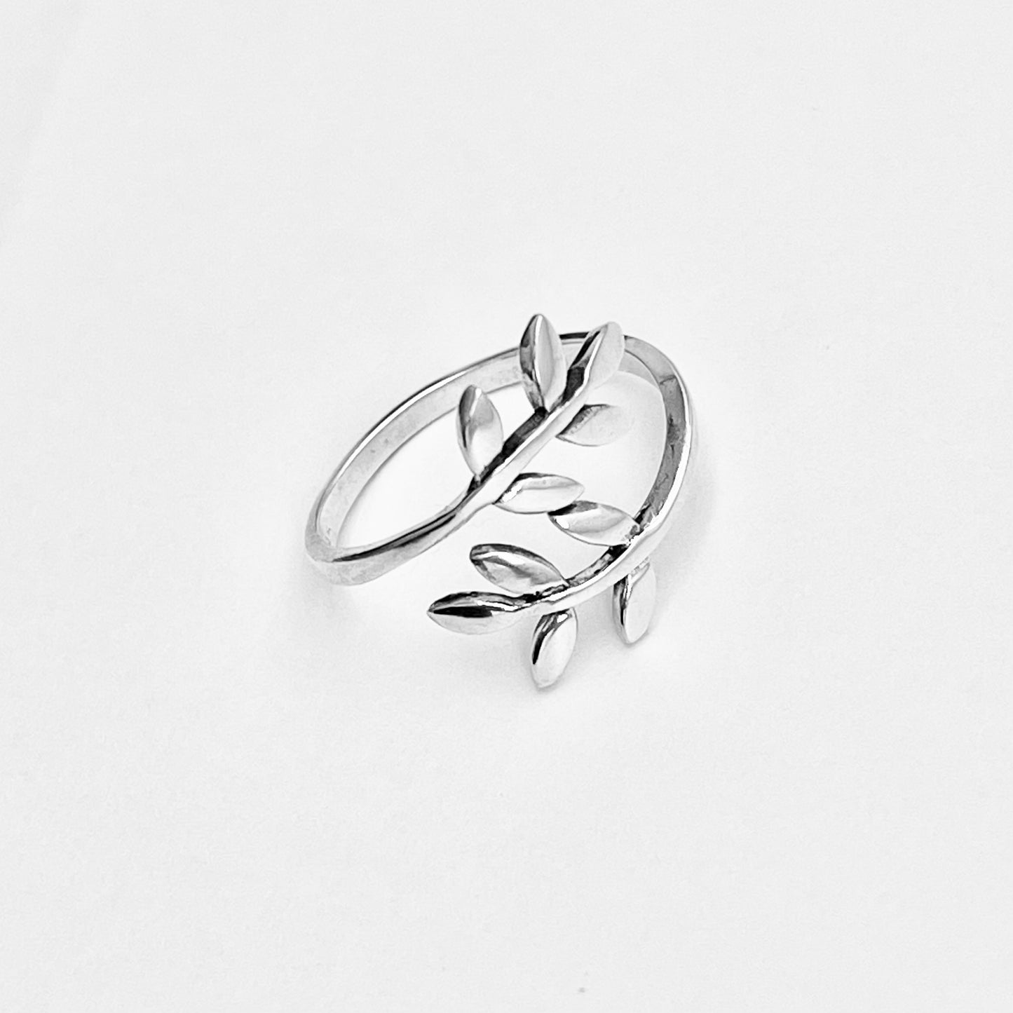 Sterling Silver Delicate Wraparound Olive Leaf Ring, Tree of Life Jewelry, Branch Leaves