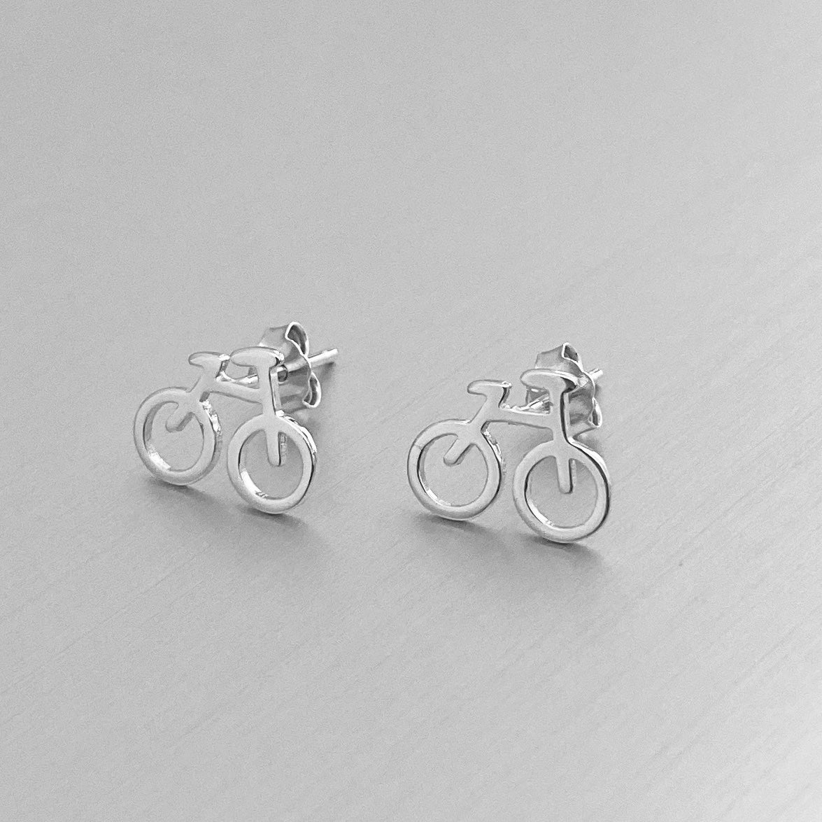 Sterling Silver Bike Earrings, Biker Earrings, Bicycle Silver Earring