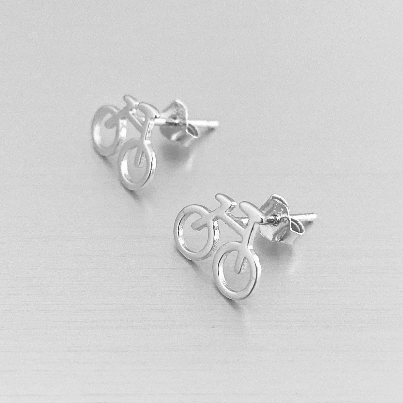 Sterling Silver Bike Earrings, Biker Earrings, Bicycle Silver Earring