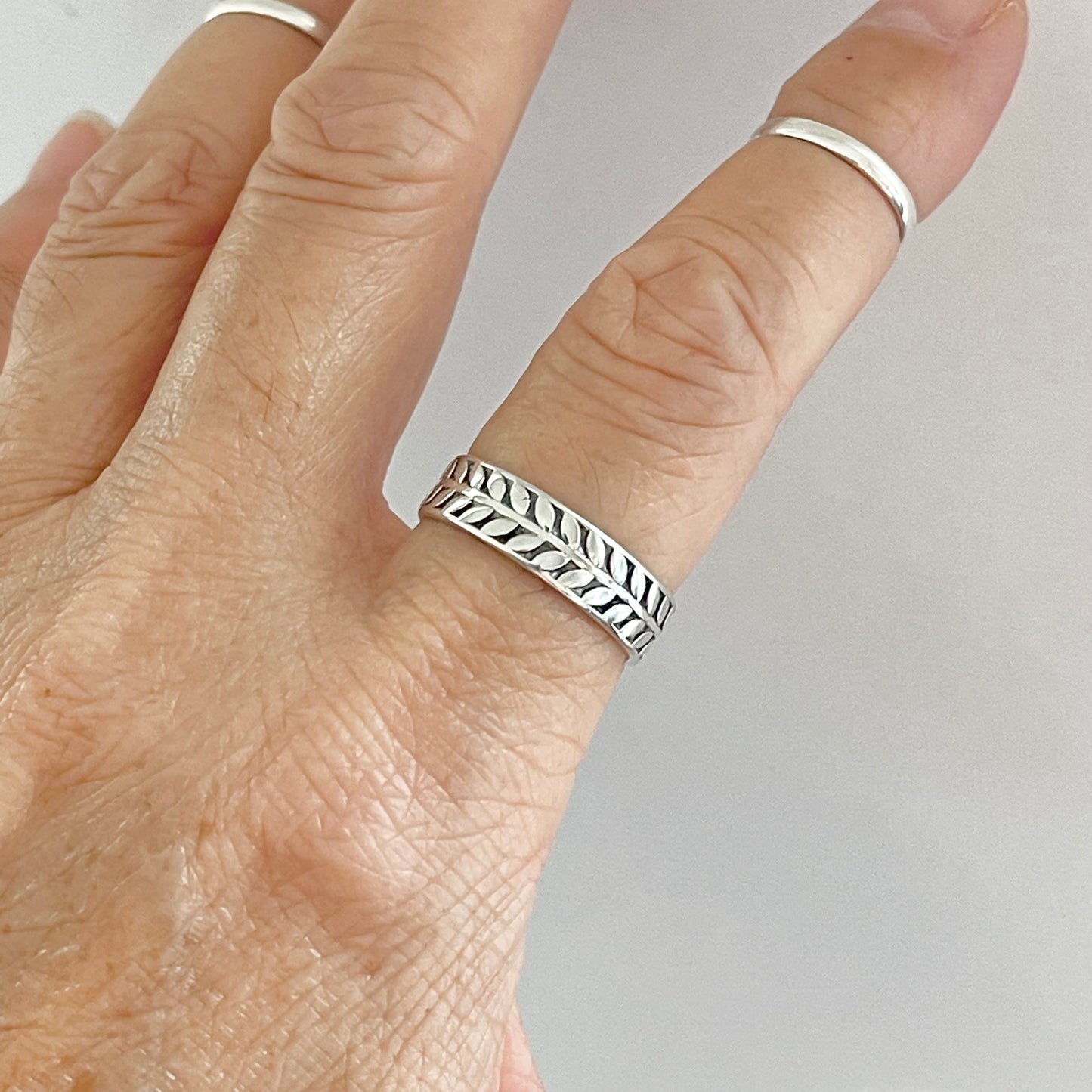 Sterling Silver Unisex Eternity Vines Band, Wedding bands, Tree Branch Ring, Silver Leaves Rings