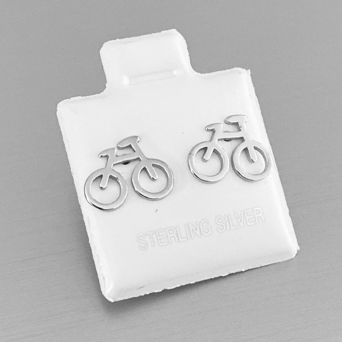 Sterling Silver Bike Earrings, Biker Earrings, Bicycle Silver Earring