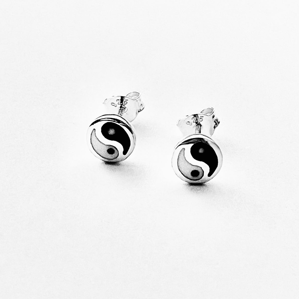 925 Sterling Silver Small Yin and Yang Stud Earrings | Dainty Zen Yoga Silver Earring