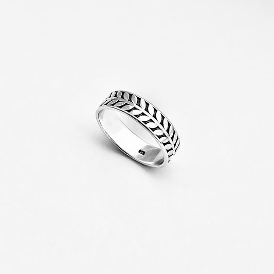 Sterling Silver Thin Eternity Vines Leaf Band Ring – Unisex Tree Branch Wedding Bands